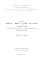 THE ROLE OF VOLUNTEERING IN REMOTE COMMUNITIES The Exploration of Intrinsic Motives and Social and Economic
 Benefits of Volunteering