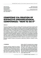 COMPETING VIA CREATION OF DISTINCTIVE ORGANIZATIONAL COMPETENCES: "HOW TO DO IT"