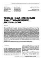 PRIMARY HEALTHCARE SERVICE QUALITY MEASUREMENT: SERVQUAL SCALE