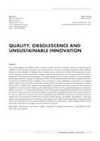 QUALITY, OBSOLESCENCE AND UNSUSTAINABLE INNOVATION