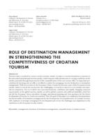 Role of destination management in strengthening the competitiveness of Croatian tourism
