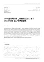 prikaz prve stranice dokumenta INVESTMENT CRITERIA SET BY VENTURE CAPITALISTS